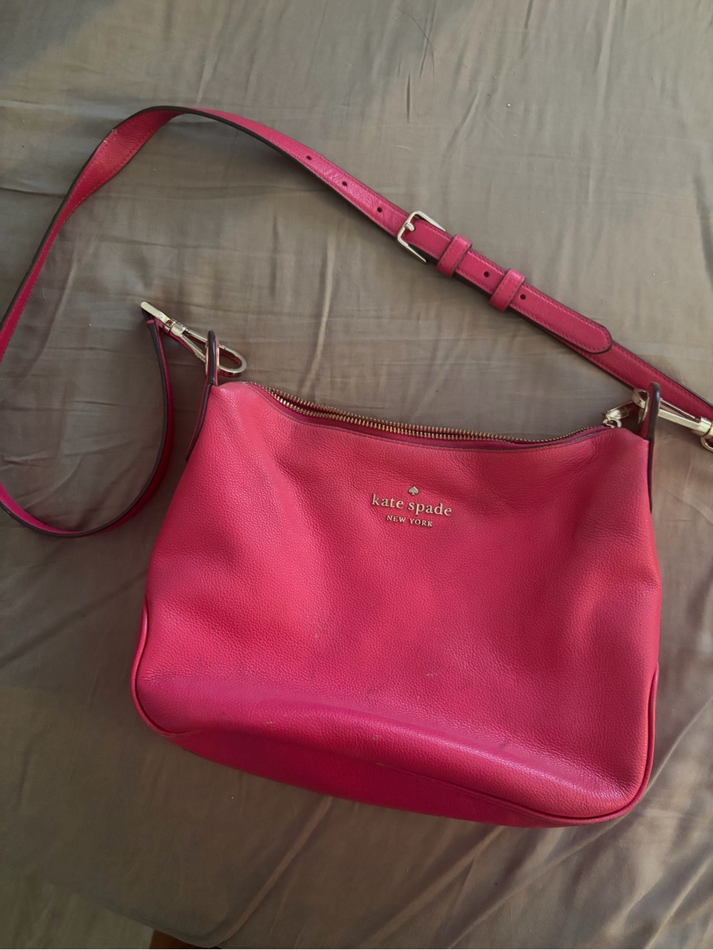 kate spade Hot Pink Pebbled Leather Shoulder Bag